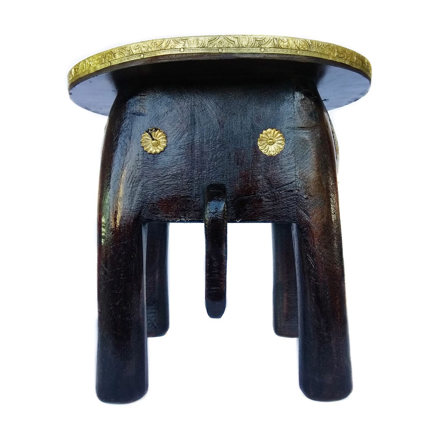 Wooden Brass Elephant Stool