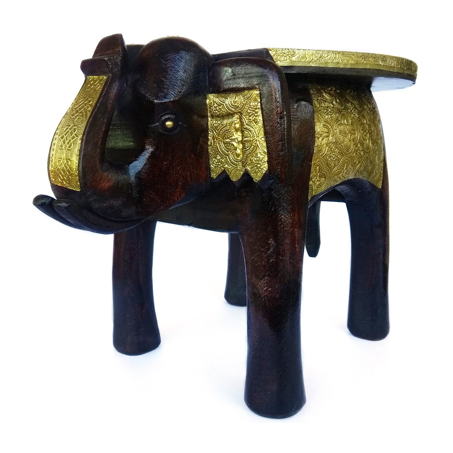 Wooden Brass Elephant Stool