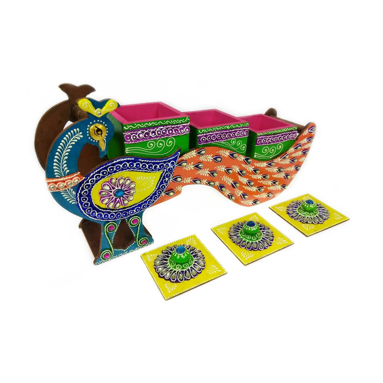 Peacock Dry Fruit Box with 4 spacious containers